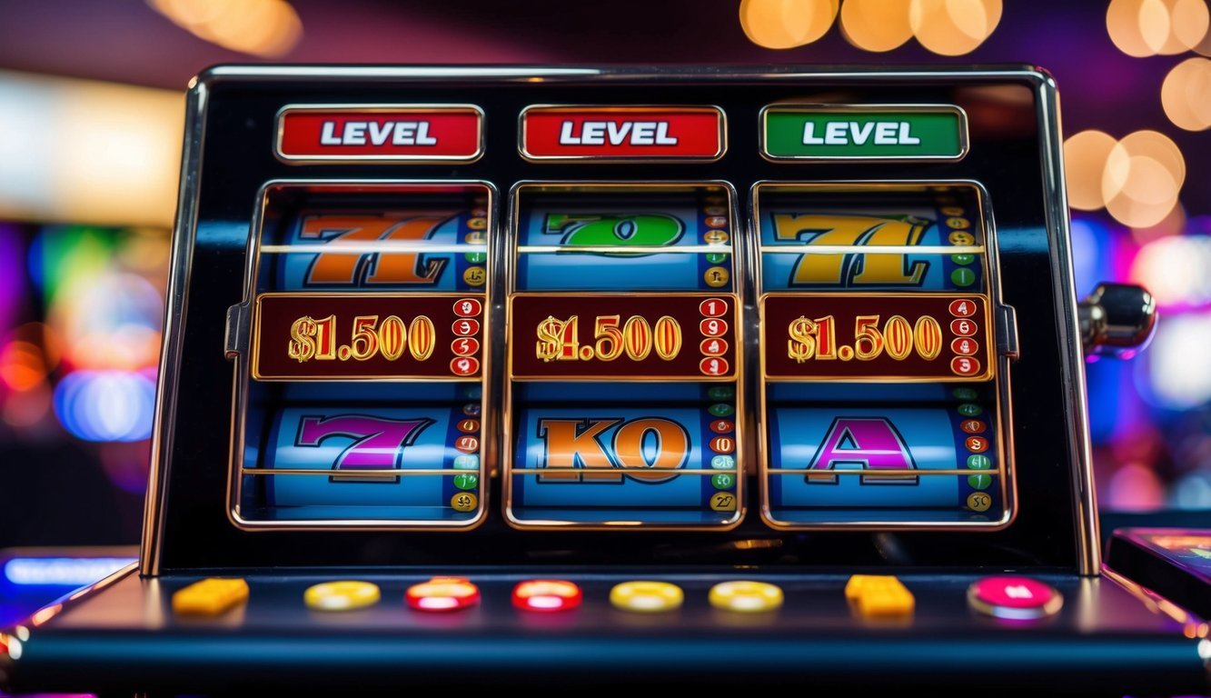 En färgglad digital spelautomat som visar olika nivåer av vinster för online casinospelare